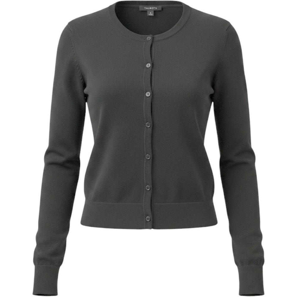 Talbots Petites Black Pima Cotton Button Front Crewneck Cardigan Sweater Small P